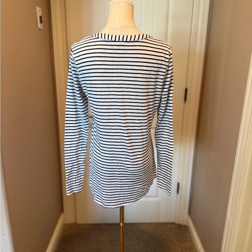 Allison Joy - Evereve Black and White Striped Long Sleeve Top - Picture 3 of 4